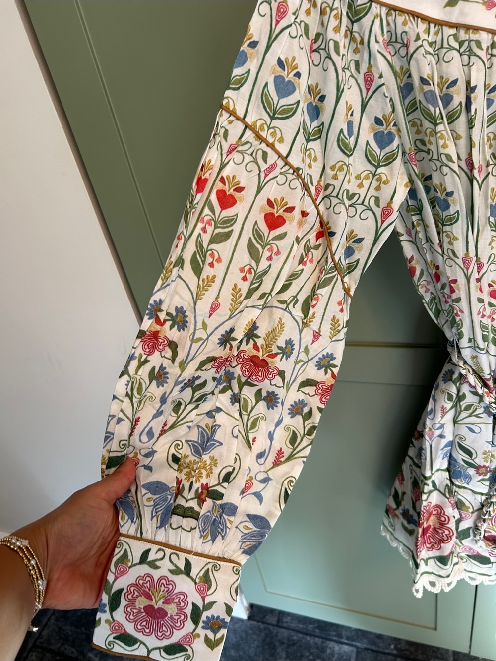 FARM Rio White Floral Tie-Waist Mini Dress with Red, Blue & Green Print - Picture 5 of 9